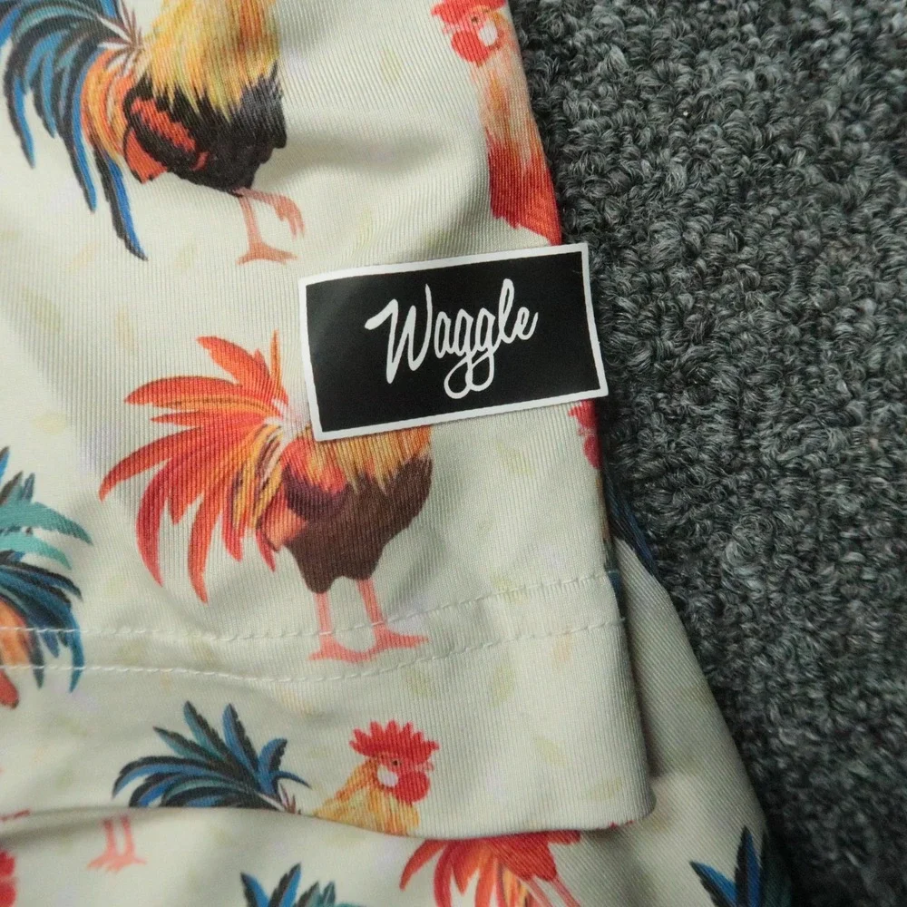 Waggle Shirt Mens Large Cream Cocky Rooster Performance Short Sleeve‎ Golf Polo - Picture 4 of 8